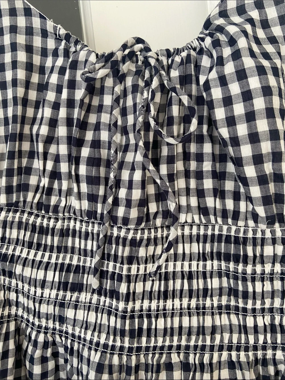 Abercrombie & Fitch Navy and White Gingham Tie-Front Dress - Picture 7 of 8
